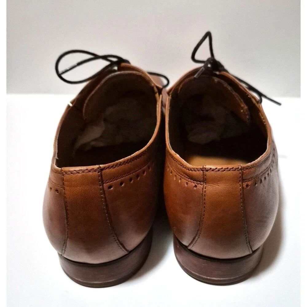 ALDO Men's Tan Brown Leather Lace Up Dress Shoes Square Toe Size 13
